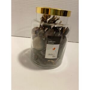 Potpourri Filled  Debbie Lilly Trellis Rim Glass Jar Modern Home Decor